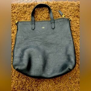 Madewell Small Transport Tote Bag Zip Top Black Leather